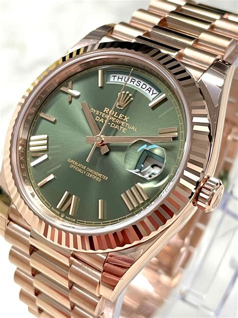 rolex day date rose olive